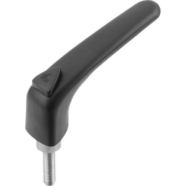 Adjustable Handle Ergonomic Size:3 M08X25 Plastic, Black Ral9011, Comp:Stainless, Comp:Black Ral7021, Kipp, Mfr#: K0982.3081X25